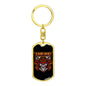 Samurai Skull Mascot Keychain Dog Tag Stainless Steel or 18k Gold-Express Your Love Gifts