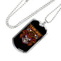 Samurai Skull Mascot Necklace Stainless Steel or 18k Gold Dog Tag 24" Chain-Express Your Love Gifts