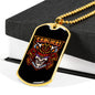 Samurai Skull Mascot Necklace Stainless Steel or 18k Gold Dog Tag 24" Chain-Express Your Love Gifts
