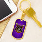 Samurai Skull Warrior Purple Keychain Dog Tag Stainless Steel or 18k Gold-Express Your Love Gifts
