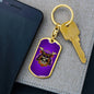 Samurai Skull Warrior Purple Keychain Dog Tag Stainless Steel or 18k Gold-Express Your Love Gifts