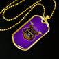 Samurai Skull Warrior Purple Necklace Stainless Steel or 18k Gold Dog Tag 24" Chain-Express Your Love Gifts