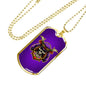 Samurai Skull Warrior Purple Necklace Stainless Steel or 18k Gold Dog Tag 24" Chain-Express Your Love Gifts