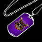 Samurai Skull Warrior Purple Necklace Stainless Steel or 18k Gold Dog Tag 24" Chain-Express Your Love Gifts