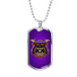 Samurai Skull Warrior Purple Necklace Stainless Steel or 18k Gold Dog Tag 24" Chain-Express Your Love Gifts