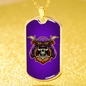 Samurai Skull Warrior Purple Necklace Stainless Steel or 18k Gold Dog Tag 24" Chain-Express Your Love Gifts