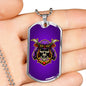 Samurai Skull Warrior Purple Necklace Stainless Steel or 18k Gold Dog Tag 24" Chain-Express Your Love Gifts