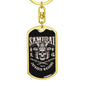 Samurai Tokyo Japanese Warrior Keychain Dog Tag Stainless Steel or 18k Gold-Express Your Love Gifts