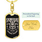 Samurai Tokyo Japanese Warrior Keychain Dog Tag Stainless Steel or 18k Gold-Express Your Love Gifts