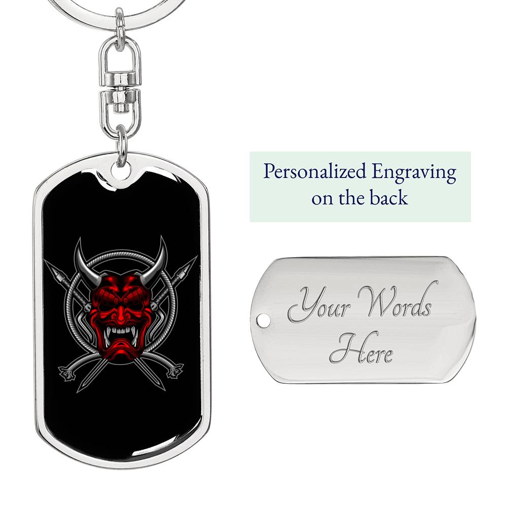 Samurai Weapon Keychain Dog Tag Stainless Steel or 18k Gold-Express Your Love Gifts