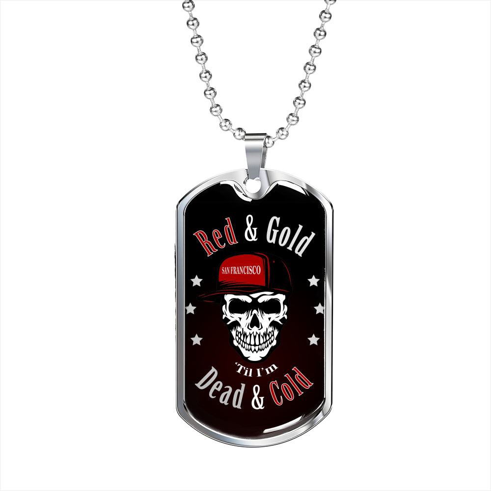 San Francisco Fan Red & Gold Dog Tag Stainless Steel or 18k Gold 24"-Express Your Love Gifts