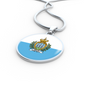San Marino Flag Necklace Circle Pendant Stainless Steel or 18k Gold 18-22"-Express Your Love Gifts