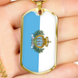 San Marino Flag Necklace Stainless Steel or 18k Gold Dog Tag 24" Chain-Express Your Love Gifts