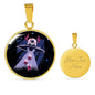 Santa Alien Circle Pendant UFO Alien Fan Necklace Stainless Steel or 18k Gold 18-22"-Express Your Love Gifts