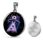 Santa Alien Circle Pendant UFO Alien Fan Necklace Stainless Steel or 18k Gold 18-22"-Express Your Love Gifts