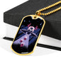 Santa Alien Necklace UFO Alien Fan Gift Stainless Steel or 18k Gold Dog Tag 24" Chain-Express Your Love Gifts