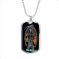 Santa Muerte Saint Holy Death Dog Tag Necklace Stainless Steel or 18k Gold 24" Chain-Express Your Love Gifts