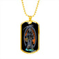 Santa Muerte Saint Holy Death Dog Tag Necklace Stainless Steel or 18k Gold 24" Chain-Express Your Love Gifts