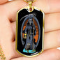 Santa Muerte Saint Holy Death Dog Tag Necklace Stainless Steel or 18k Gold 24" Chain-Express Your Love Gifts
