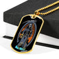 Santa Muerte Saint Holy Death Dog Tag Necklace Stainless Steel or 18k Gold 24" Chain-Express Your Love Gifts