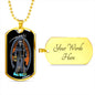 Santa Muerte Saint Holy Death Dog Tag Necklace Stainless Steel or 18k Gold 24" Chain-Express Your Love Gifts