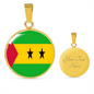 Sao Tome And Principe Flag Necklace Circle Pendant Stainless Steel or 18k Gold 18-22"-Express Your Love Gifts