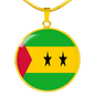 Sao Tome And Principe Flag Necklace Circle Pendant Stainless Steel or 18k Gold 18-22"-Express Your Love Gifts