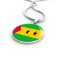 Sao Tome And Principe Flag Necklace Circle Pendant Stainless Steel or 18k Gold 18-22"-Express Your Love Gifts