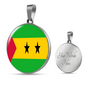 Sao Tome And Principe Flag Necklace Circle Pendant Stainless Steel or 18k Gold 18-22"-Express Your Love Gifts