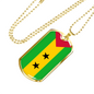 Sao Tome And Principe Flag Necklace Stainless Steel or 18k Gold Dog Tag 24" Chain-Express Your Love Gifts