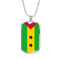 Sao Tome And Principe Flag Necklace Stainless Steel or 18k Gold Dog Tag 24" Chain-Express Your Love Gifts