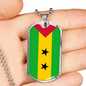 Sao Tome And Principe Flag Necklace Stainless Steel or 18k Gold Dog Tag 24" Chain-Express Your Love Gifts