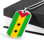 Sao Tome And Principe Flag Necklace Stainless Steel or 18k Gold Dog Tag 24" Chain-Express Your Love Gifts