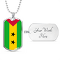 Sao Tome And Principe Flag Necklace Stainless Steel or 18k Gold Dog Tag 24" Chain-Express Your Love Gifts