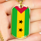 Sao Tome And Principe Flag Necklace Stainless Steel or 18k Gold Dog Tag 24" Chain-Express Your Love Gifts