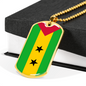 Sao Tome And Principe Flag Necklace Stainless Steel or 18k Gold Dog Tag 24" Chain-Express Your Love Gifts