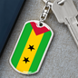 Sao Tome And Principe Flag Swivel Keychain Dog Tag Stainless Steel or 18k Gold-Express Your Love Gifts