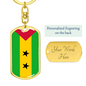 Sao Tome And Principe Flag Swivel Keychain Dog Tag Stainless Steel or 18k Gold-Express Your Love Gifts