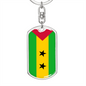 Sao Tome And Principe Flag Swivel Keychain Dog Tag Stainless Steel or 18k Gold-Express Your Love Gifts