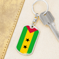 Sao Tome And Principe Flag Swivel Keychain Dog Tag Stainless Steel or 18k Gold-Express Your Love Gifts