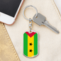 Sao Tome And Principe Flag Swivel Keychain Dog Tag Stainless Steel or 18k Gold-Express Your Love Gifts