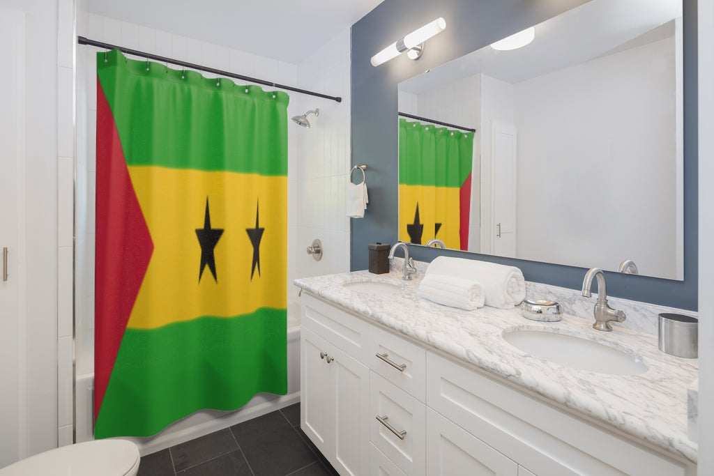 São Tomé Flag Stylish Design 71" x 74" Elegant Waterproof Shower Curtain for a Spa-like Bathroom Paradise Exceptional Craftsmanship-Express Your Love Gifts