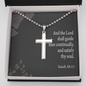 Satisfy Thy Soul Isaiah 58:11 Cross Necklace Message Card W Ball Chain Pendant-Express Your Love Gifts