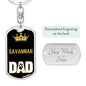 Savannah Cat Dad King Keychain Stainless Steel or 18k Gold-Express Your Love Gifts