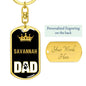 Savannah Cat Dad King Keychain Stainless Steel or 18k Gold-Express Your Love Gifts