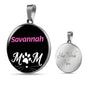 Savannah Cat Mom Necklace Circle Pendant Stainless Steel or 18k Gold 18-22"-Express Your Love Gifts