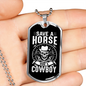 Save a Horse Cowboy Horse Necklace Stainless Steel or 18k Gold Dog Tag 24" Chain-Express Your Love Gifts