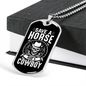 Save a Horse Cowboy Horse Necklace Stainless Steel or 18k Gold Dog Tag 24" Chain-Express Your Love Gifts