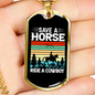 Save a Horse Ride a Cowboy Horse Necklace Stainless Steel or 18k Gold Dog Tag 24" Chain-Express Your Love Gifts
