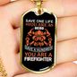Save A Hundred Lives Firefighter Gift Stainless Steel or 18k Gold Dog Tag 24" Chain-Express Your Love Gifts